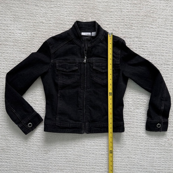 CHICO'S PLATINUM | Black Denim Moto Style Jacket Sz 4 - Picture 3 of 7